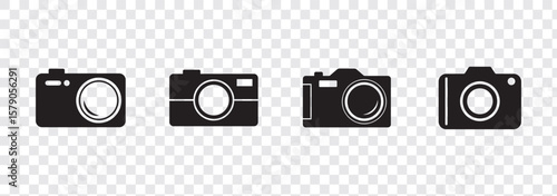 Camera icon set camera photo snapshot capture photograph shutter flash digital app modern minimalist symbol outline vector graphic icon flat style.
