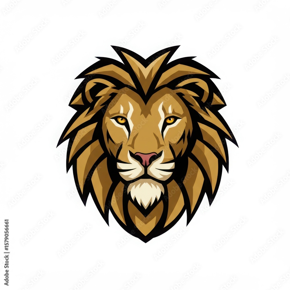 Obraz premium Lion Head Vector Emblem with Strong Expression