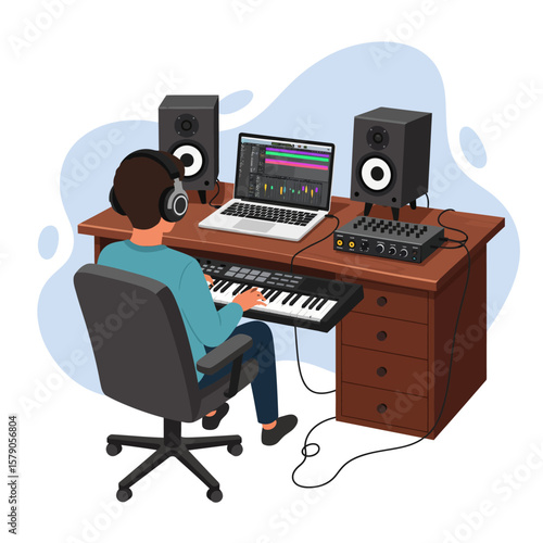 The creative process of songwriting, a conceptual music illustration.