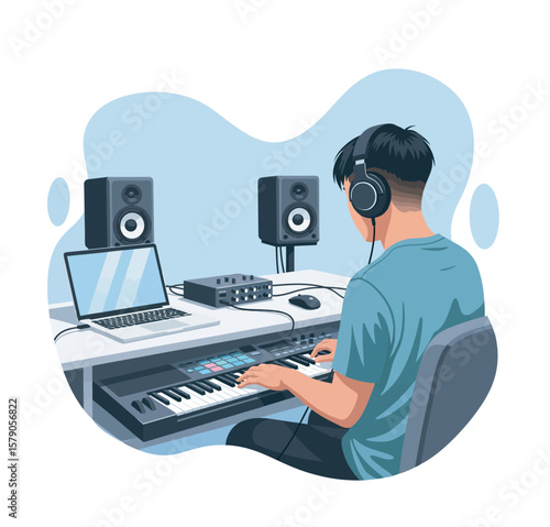 The creative process of songwriting, a conceptual music illustration.
