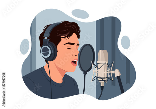Musician producing music in a modern home recording studio.