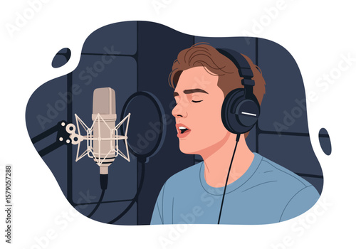 Musician producing music in a modern home recording studio.
