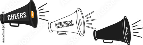 Cheers megaphone vector illustration for announcement and celebration with loud speaker graphic design