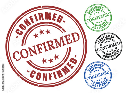 Grunge Style Confirmed Stamp Collection, Verified Approval Vector Icons  