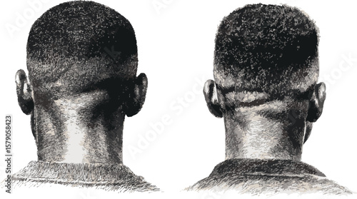 Back View Vector Illustration of a Man Textured Artistic Drawing