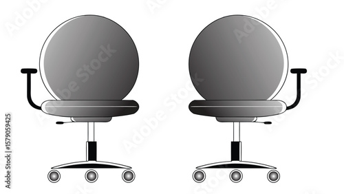 Modern ergonomic office chair with wheels, isolated on white for business and comfort icon, illustration, victor