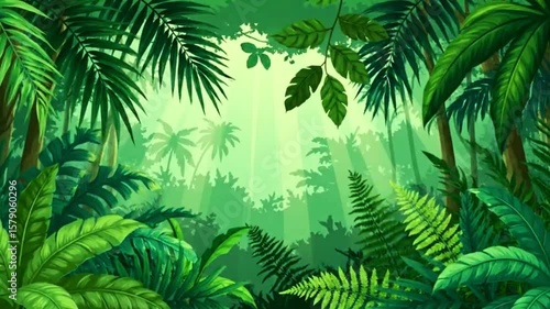 Tropical Jungle Leaves Swaying in Wind – 4K Seamless Animation