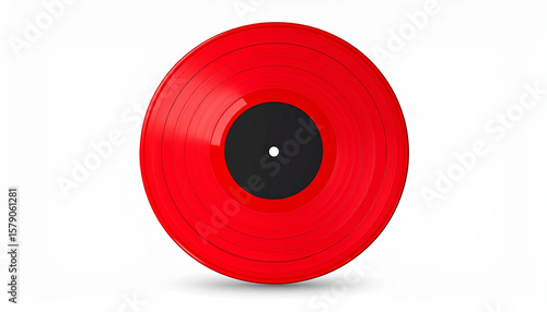 Bright Red Vinyl Record on White Background – Vector Illustration