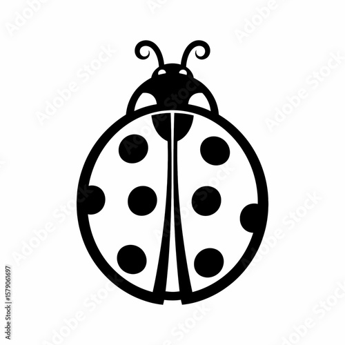A minimalist drawing portrays a ladybug with striking black spots on white, showcasing simplistic nature illustration.