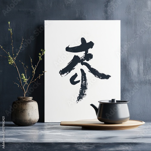 Black ink calligraphy art on a white background.