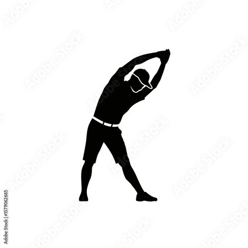 Silhouette of Stretching: A silhouetted figure engaged in a stretching exercise, captured in a moment of flexibility and wellness.