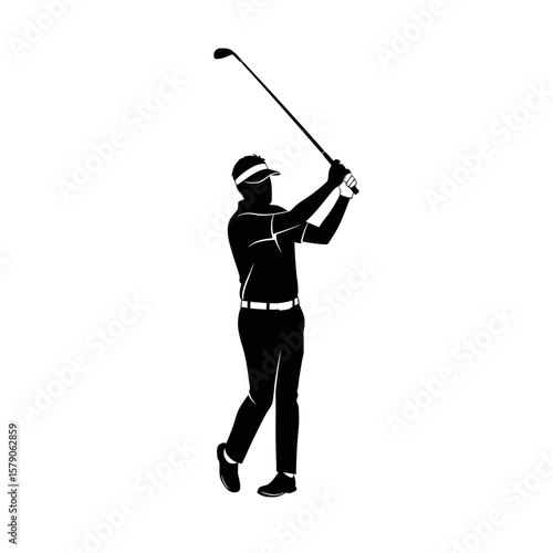 Silhouette Golfer in Motion: A captivating silhouette captures the focus and fluidity of a golfer's swing, highlighting precision, athleticism, and the spirit of the sport.
