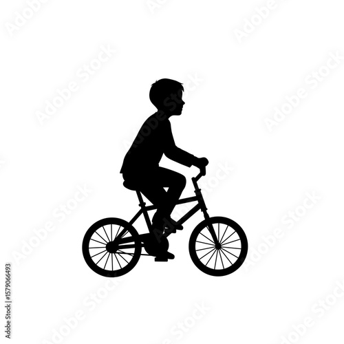 Pedaling into Adventure: A silhouette captures a youthful rider on a bicycle, poised for exploration. Depicting simplicity and freedom. 