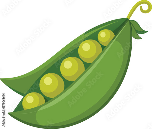 Artisan Bread Design Graphics Fresh Green Peas in a Pod, Vibrant Illustration of Healthy Vegetable, Perfect for Cookbook or...
