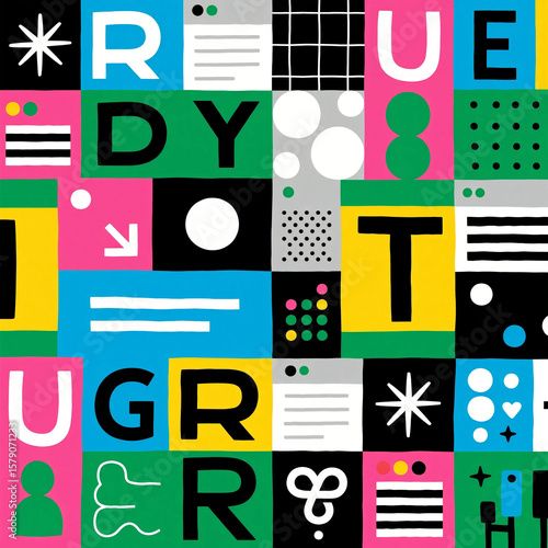 Contemporary Abstract Background with Typographic Accents