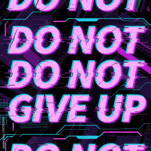 Abstract Glitch Effect Background with Text