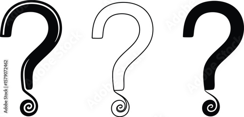 Question mark vector illustration three question marks asking questions uncertainty and curiosity concept design editable