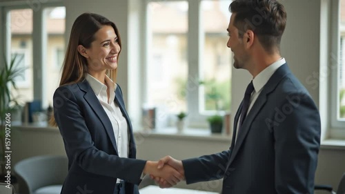 Wallpaper Mural Shaking Hands by Two Professional Business People in Office Torontodigital.ca