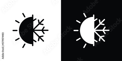 Slika na platnu Hot and cold icon. Vector illustration. Silhouette in black color