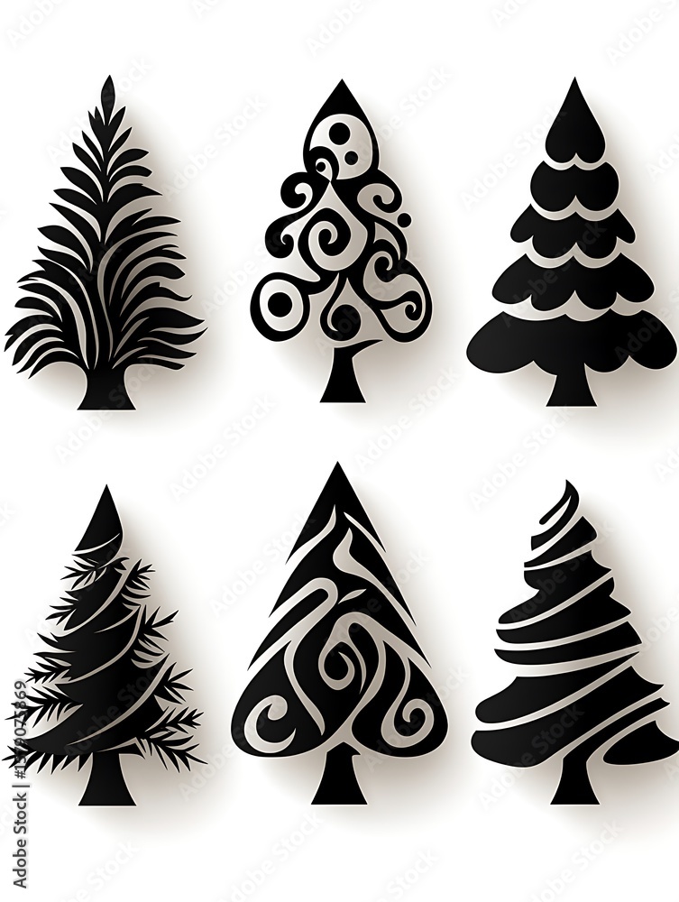 Fototapeta premium 影絵のクリスマスツリー