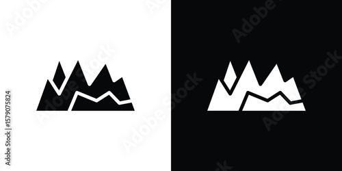 Bild auf Leinwand Mountain icon. Vector illustration. Silhouette in black color
