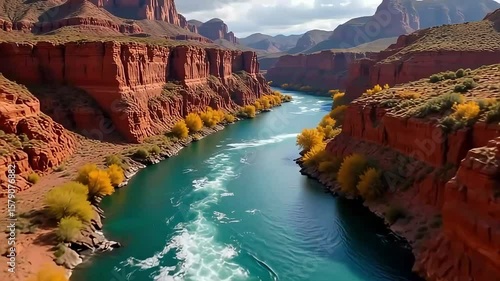 Grand canyon river aerial view of colorado river landscape nature travel tourism adventure scenic 100