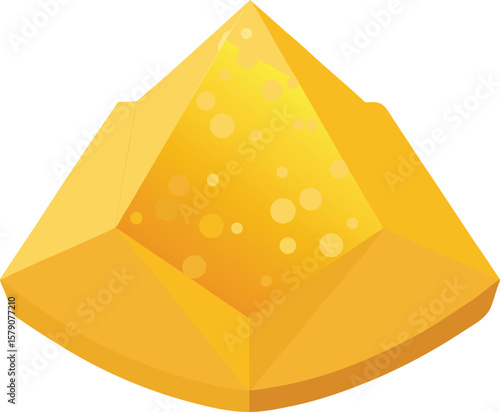 Artisan Bread Design Graphics Sparkling Golden Pyramid Gemstone, Precious Jewel, Luxury Treasure, Wealth Symbol Illustration