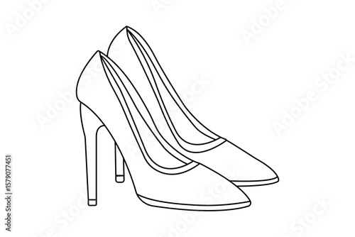 High heel shoe icon continuous one line drawing and minimalist style isolate outline illustration