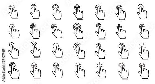 Various hand gesture icons depicting touch screen interactions.