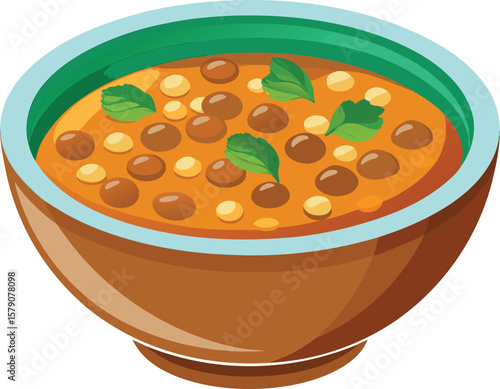 Artisan Bread Design Graphics Delicious and Aromatic Chickpea Curry in a Brown Bowl, Perfect for a Warm Meal