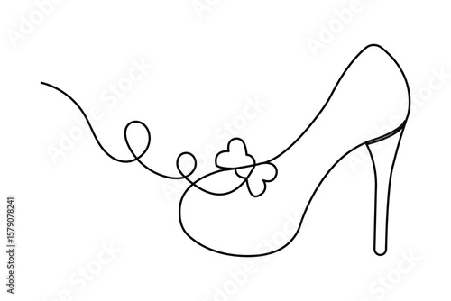 High heel shoe icon continuous one line drawing and minimalist style isolate outline illustration