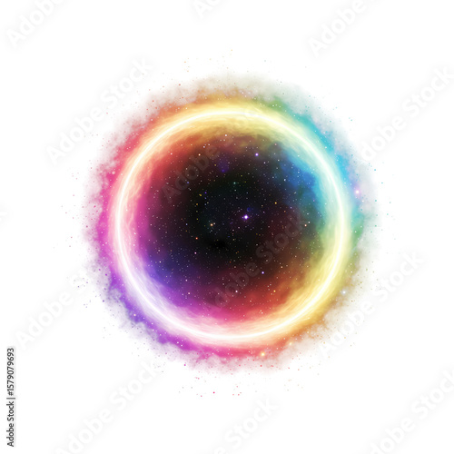 Cosmic Halo A Vibrant Nebula Ring isolated on transparent baackground