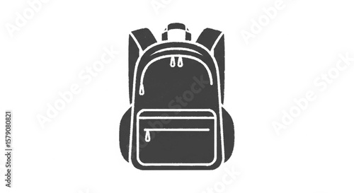 A simple, dark grey backpack icon, featuring two main compartments and adjustable straps.