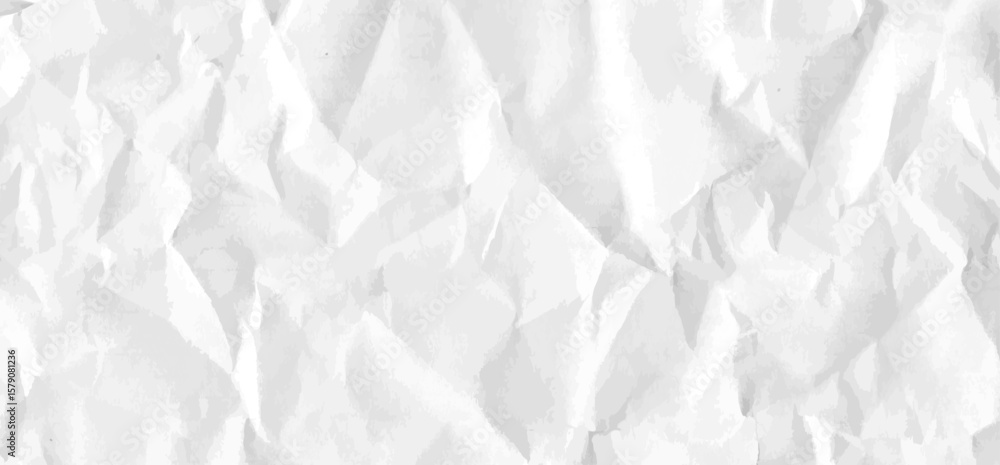 Obraz premium Crumpled grey paper texture. Abstract light background with wrinkled cardboard texture. Vector illustration horizontal fold crumpled empty white paper template for posters and banners