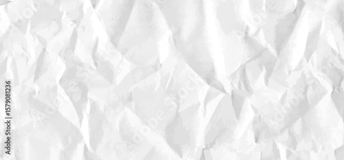 Crumpled grey paper texture. Abstract light background with wrinkled cardboard texture. Vector illustration horizontal fold crumpled empty white paper template for posters and banners