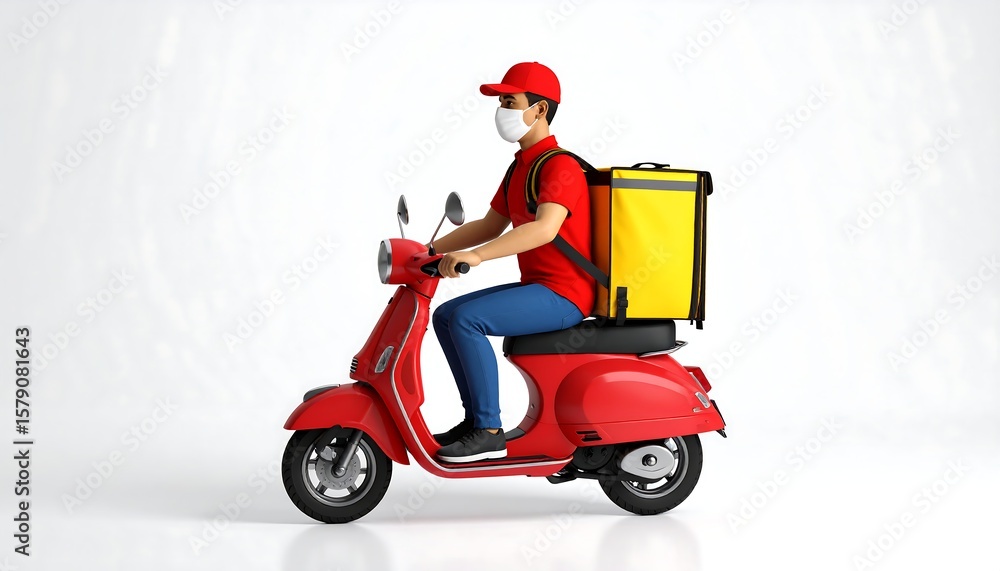 Delivery person on a red scooter Delivery person on a red scooter