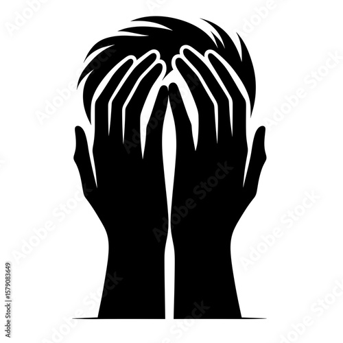 Silhouette of person covering face with hands — Shame and bullying trauma symbol