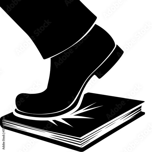 Foot stepping on book silhouette — Symbol of school bullying and disrespect for education