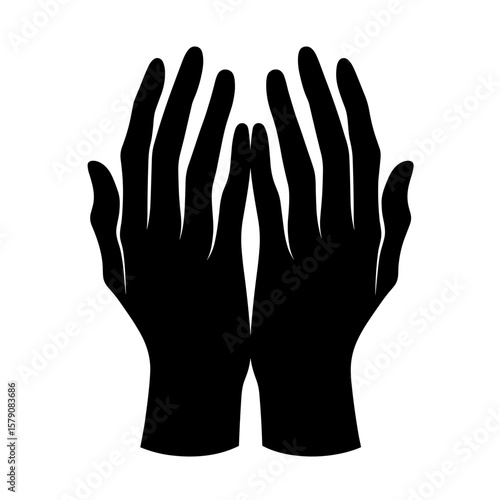 Two raised hands silhouette — Asking for help and support against bullying