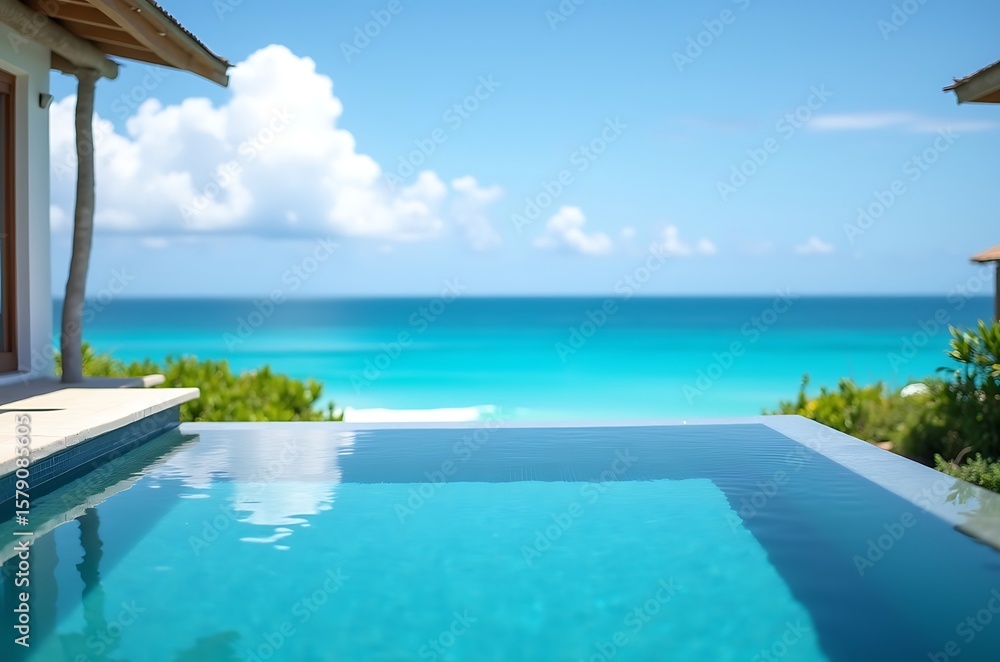 Fototapeta premium Luxury Poolside Paradise Azure Water, Idyllic Getaway ai generated