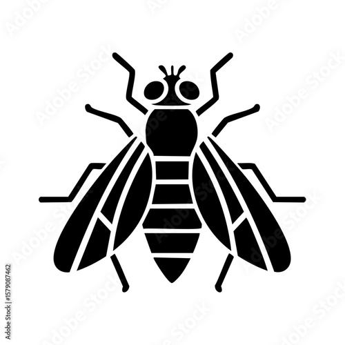 Fly Insect Black Glyph Icon (Color Changes Available in SVG)