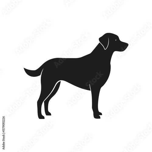 Minimalist silhouette of a labrador retriever dog in a simple design
