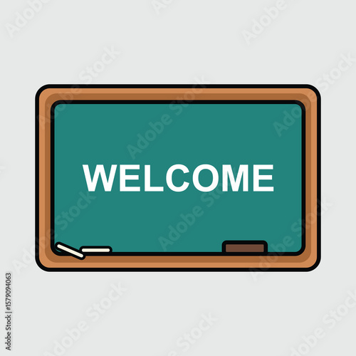 Minimalist welcome message on chalkboard.eps