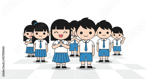 Enthusiastic students standing together ready for learning