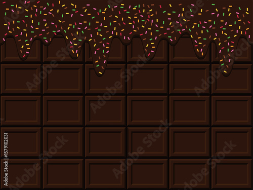 とろけるチョコレートと板チョコの背景