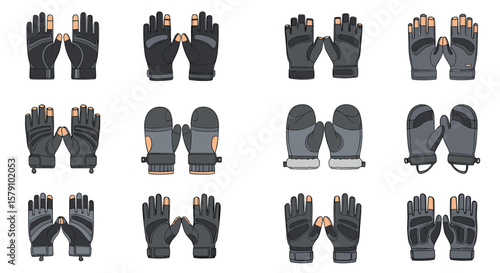 Diverse collection of winter handwear options for cold weather protection and comfort