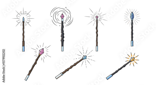 Magical wand sparkle effects illustration creative designs