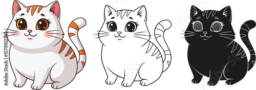 Cute cartoon cat illustration vector art design for kids coloring book and digital artwork use 100 chars vector