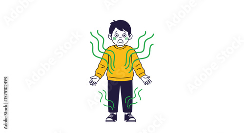 Child emitting unpleasant odor body freshness hygiene cleanliness health care kid care personal hygiene healthy living routine daily habits