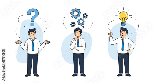 Businessman brainstorming ideas and solving problems through thoughtful consideration